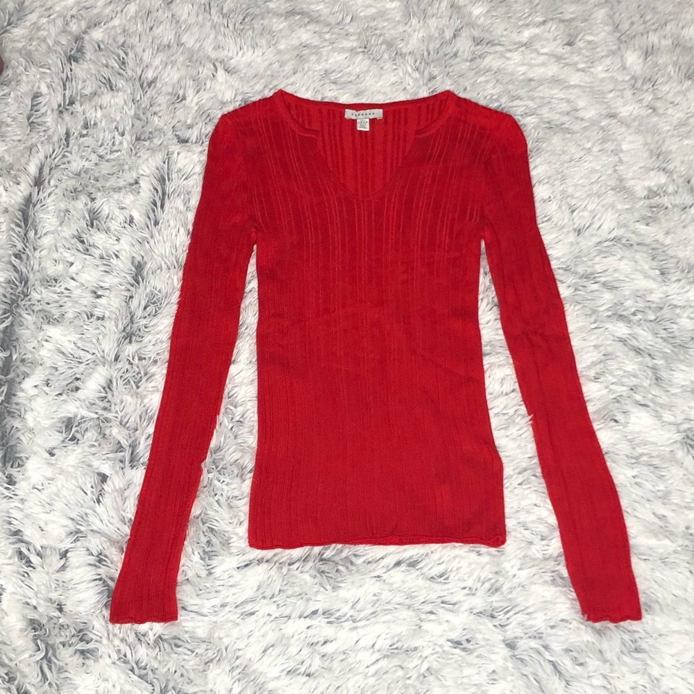 Topshop Split Neck Ribbed Sweater - image 1